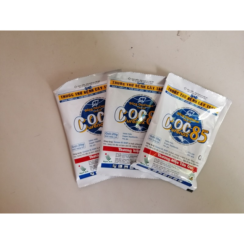 3 GÓI CURENOX OC 85 WP - PHÒNG TRỊ NẤM BỆNH, DIỆT VI KHUẨN, TĂNG CƯỜNG THÊM VI LƯỢNG ĐỒNG GIÚP CÂY PHÁT TRIỂN TỐT, TĂNG NĂNG SUẤT VÀ CHẤT LƯỢNG