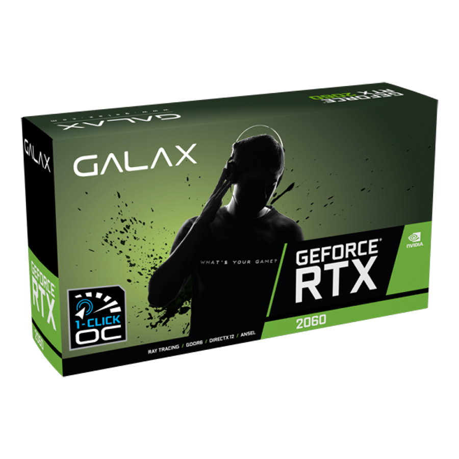 Card Màn Hình VGA Galax GeForce RTX 2060 1 Click OC 6GB GDDR6 26NRL7HPX7OC 192bit 2 Fan DP HDMI DVI D - Hàng Chính Hãng