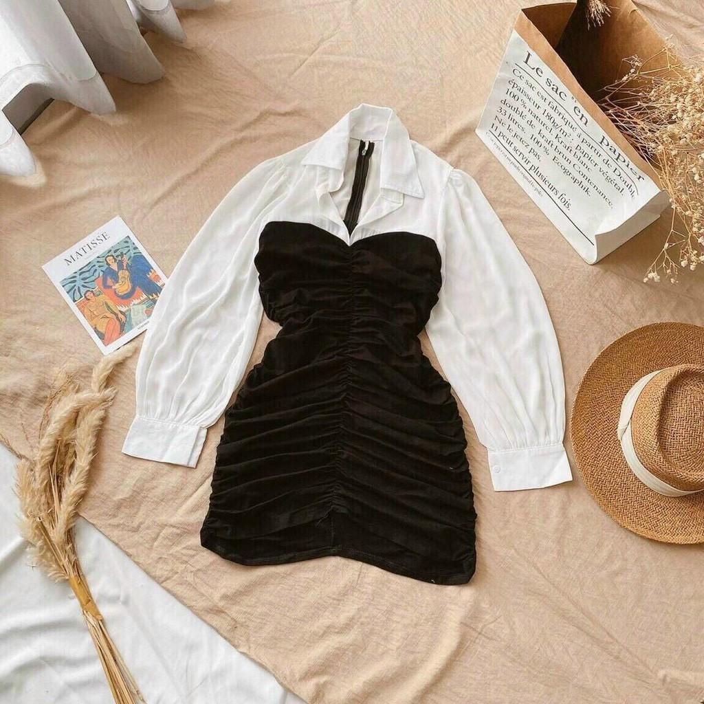 Đâm Ôm Nhún Eo Tay Dài Phối Voan Siêu Xinh Tôn Dáng