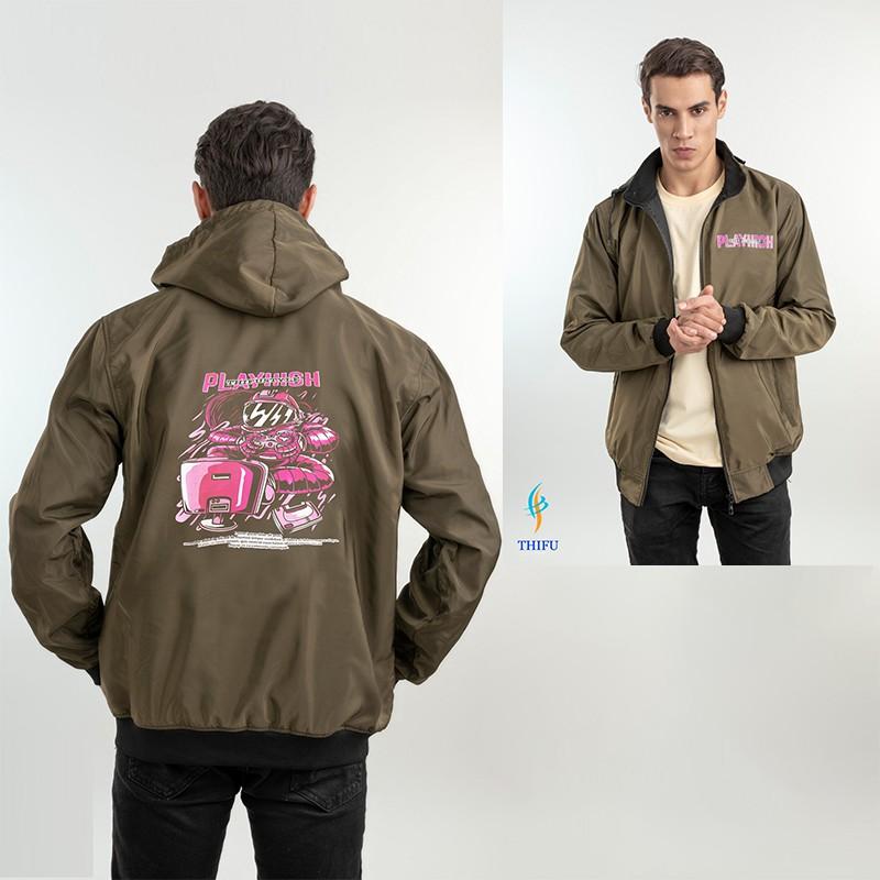 Áo Khoác Dù 2 Lớp Lót Das Cao Cấp THIFU FASHION In Hoạ Tiết Hoạt Hình PLAYHIGH Thoáng Mát, Chống Nắng, Tránh Mưa