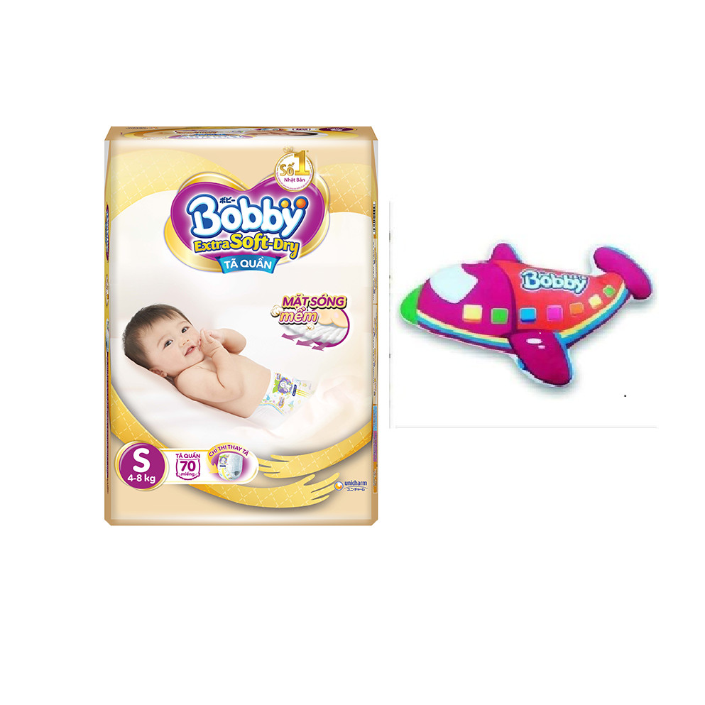 TẢ QUẦN BOBBY CAO CẤP EXTRA SOFT DRY S70 (TẶNG GỐI ÔM HÌNH KHỦNG LONG BÔNG)