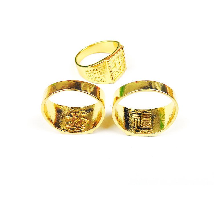 Nhẫn nam Phong Thủy Khắc Chữ CÁT TƯỜNG, Chữ PHÁT, Chữ LỘC, Hợp Kim không rỉ, mạ vàng 18K, Size Nhẫn 18, Phù Hợp Nam Từ 55 – 80kg