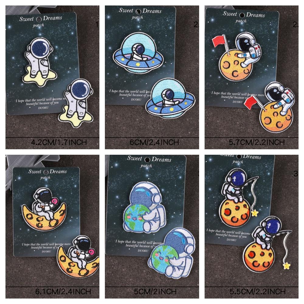 Patch ủi quần áo Phi hành gia vũ trụ 638 cực kì dễ thương, dán Vali, tủ lạnh, sticker dán quần áo.