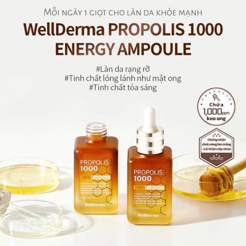 Serum Cải Thiện Nếp Nhăn Làm Trắng Da WellDerma Propolis 1000 Energy Ampoule 50ml