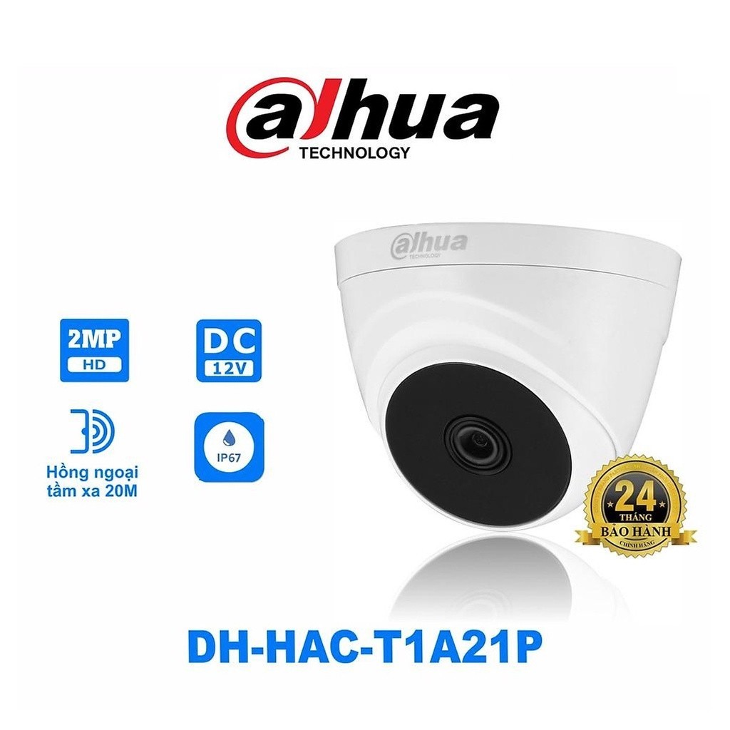 CAMERA DOME TRONG NHÀ HDCVI DAHUA HAC-T1A21P 2MP - HỒNG NGOẠI ĐẾN 20M, BÙ SÁNG, CÂN BẰNG TRẮNG