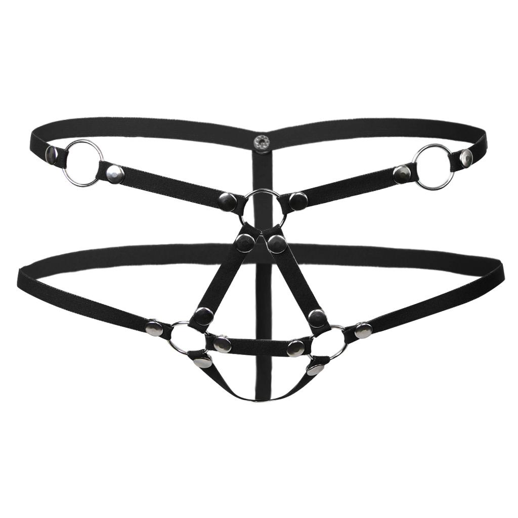 Men's Rivet Jockstrap Underwear T-Back G-String Briefs Thong Lingerie