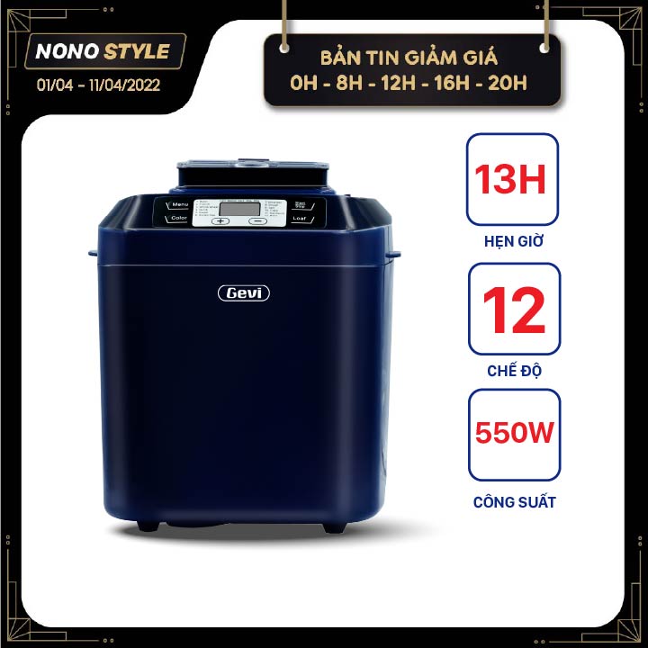 Máy Làm Bánh Mì Tự Động Gevi GEBMA333-V - Menu 12 Chế Độ Tự Động, Hẹn Giờ 13 Tiếng - Hàng Chính Hãng