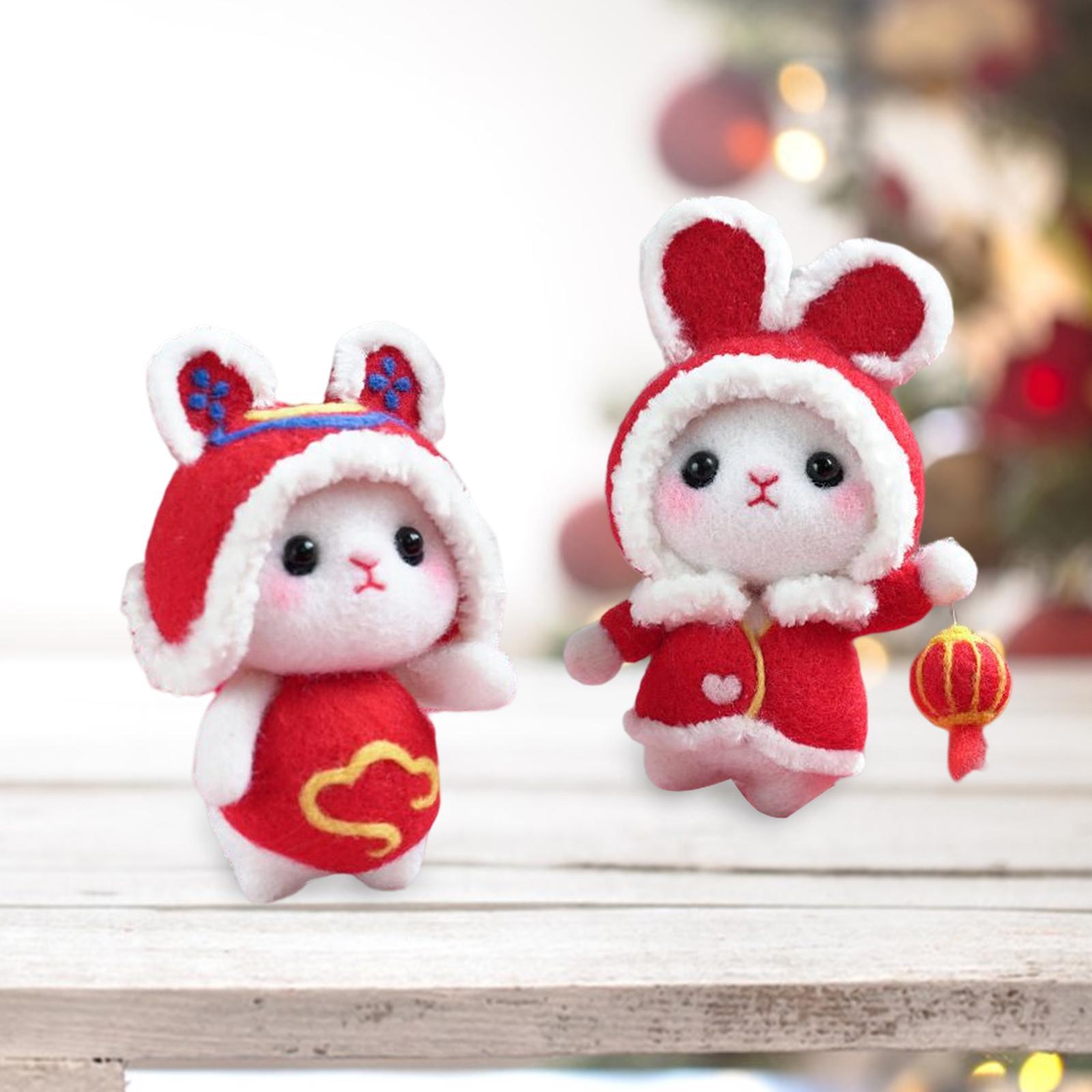 Mini Rabbit Wool Felt Kits New Year 2023 Rabbit Year Gift for Starter Kit