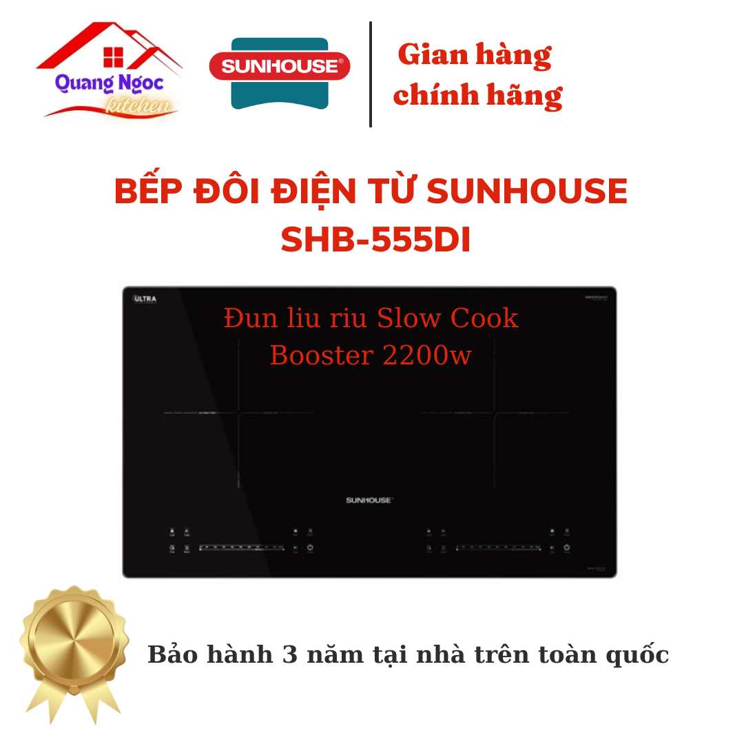 Bếp đôi điện từ Sunhouse SHB-555DI đun liu riu - Hàng chính hãng