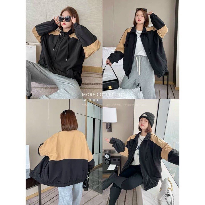 Hình ảnh Áo khoác dù nữ CỔ CAO nam mặc được phối màu tay full zip chất dù 2 lớp dày dặn mẫu mới 