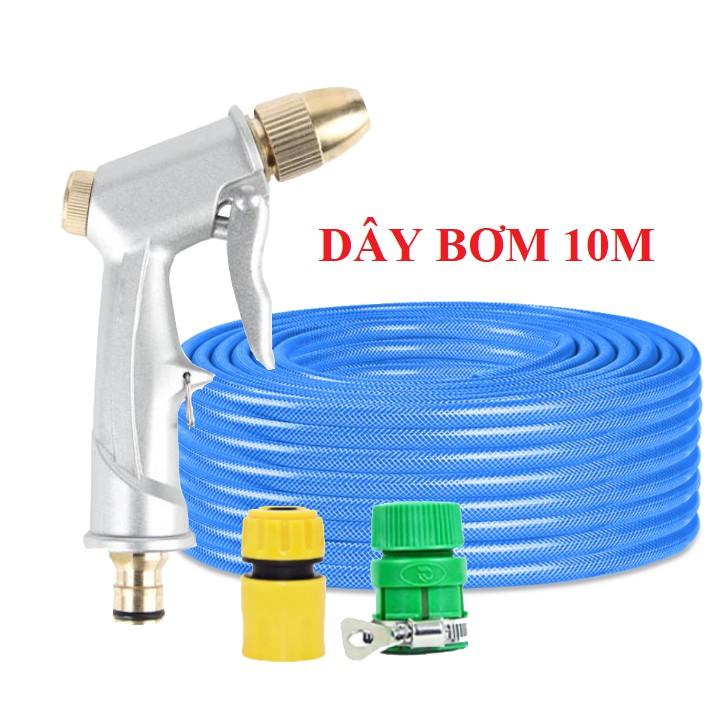 Bộ dây vòi xịt nước rửa xe, tưới cây . tăng áp 3 lần, loại 7m, 10m 206701 đầu đồng, cút, nối PE TL