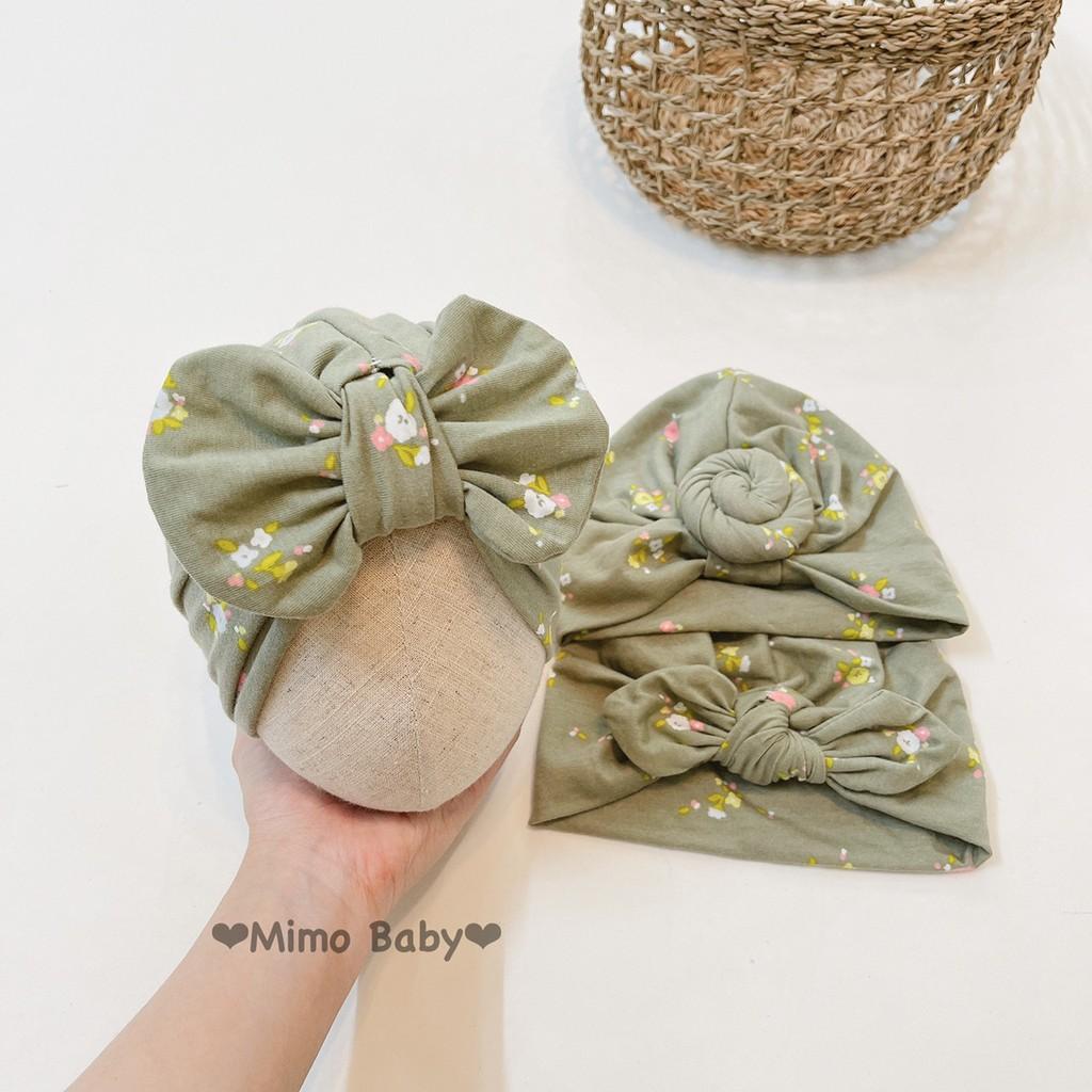 Mũ turban bé gái - Hoa Xanh rêu