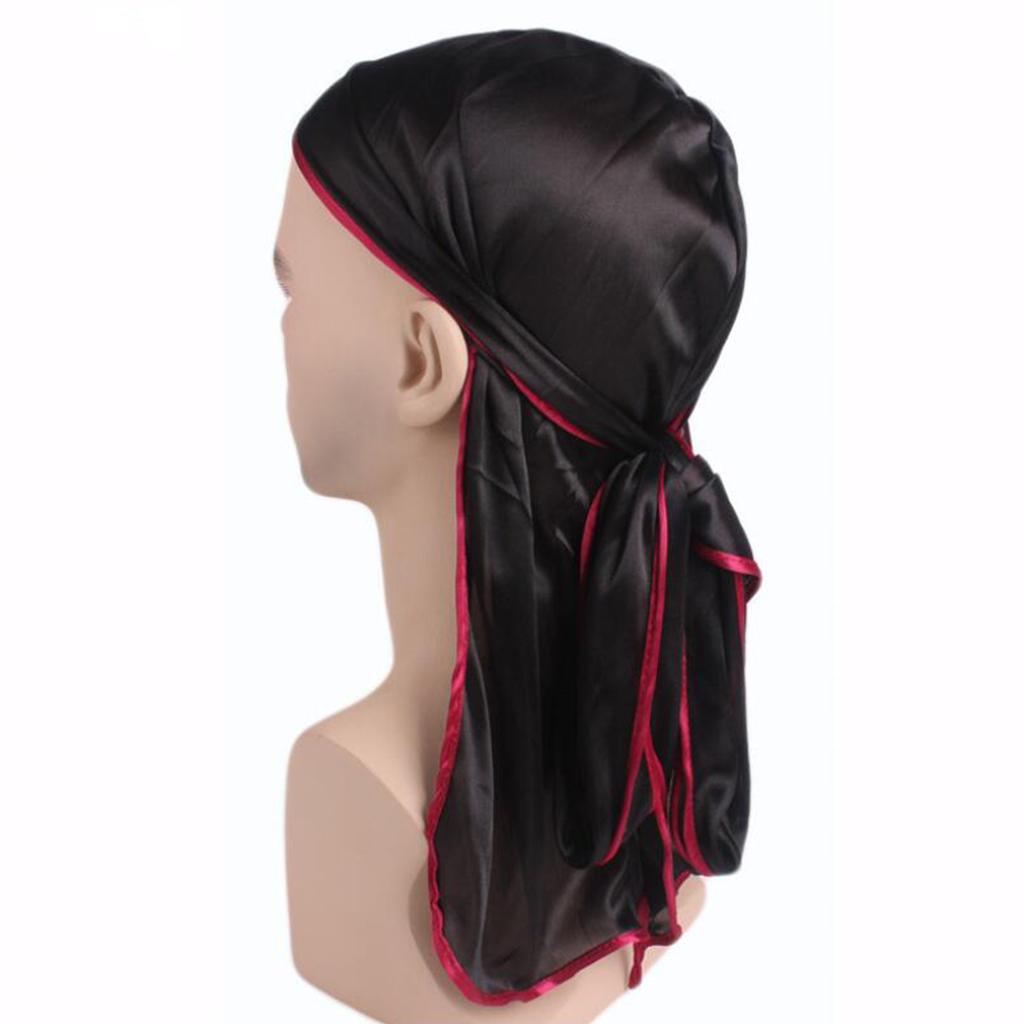 Silky Scarf Cap Musilim Hat Durag Cap Headwrap for Cancer Patient Black