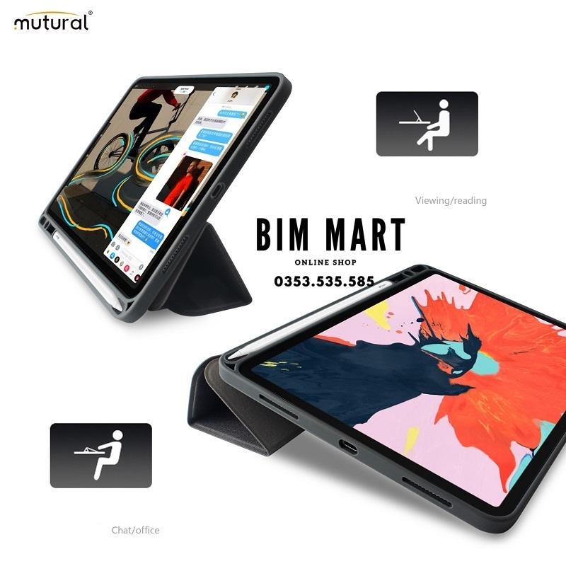 Bao da dành cho iPad 10.9 2022 chính hãng Mutural chống sốc kèm khay bút - Hàng nhập khẩu