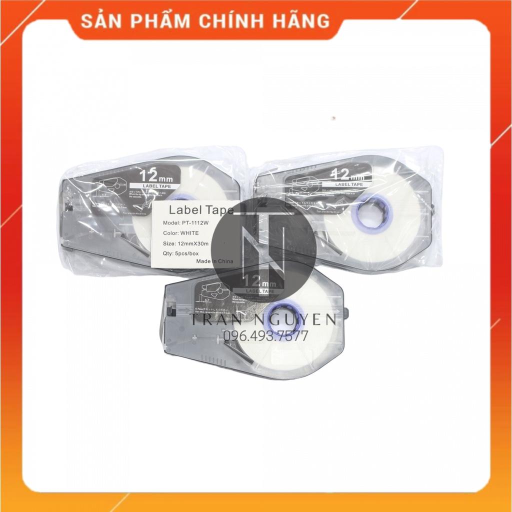 Nhãn in Canon PT-1112w - Đen nền trắng - 12mm x 30m - Hàng nhập khẩu