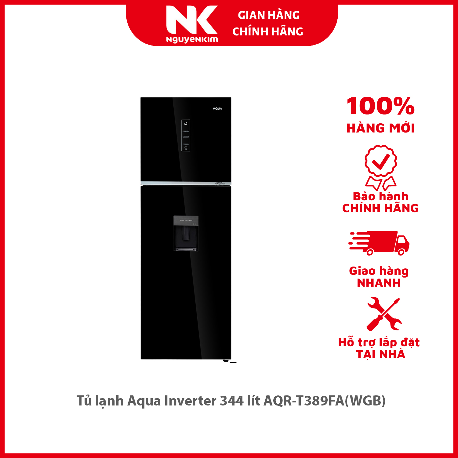 Tủ lạnh Aqua Inverter 344 lít AQR-T389FA(WGB) - Hàng chính hãng [Giao hàng toàn quốc]