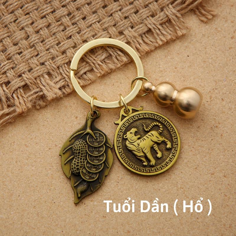 Móc Treo Chìa Khóa Phong Thủy 12 Con Giáp TUỔI DẦN - CON CỌP Bằng Đồng Thau - AnNhien