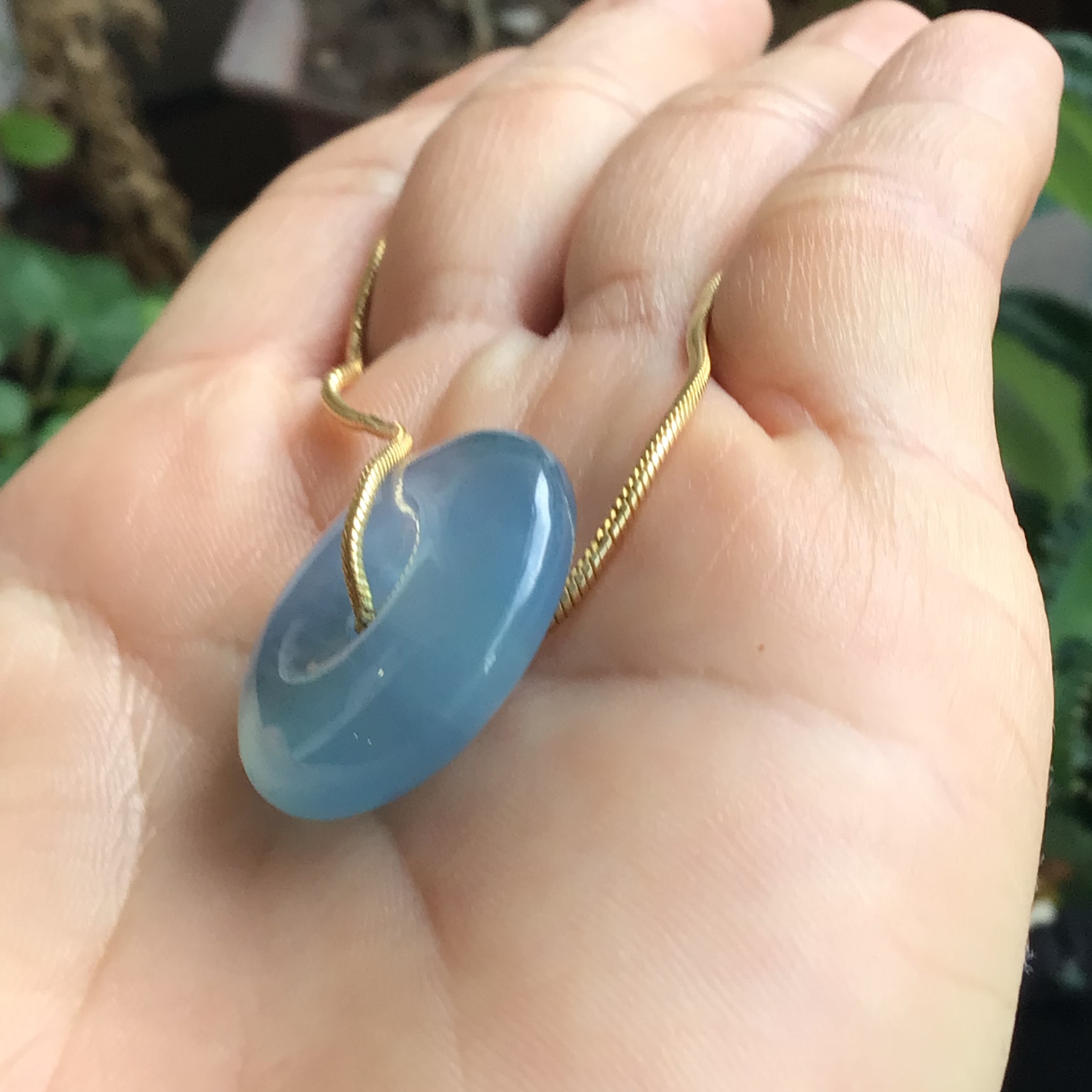 Vòng cổ Bạc và Đồng Điếu Aquamarine