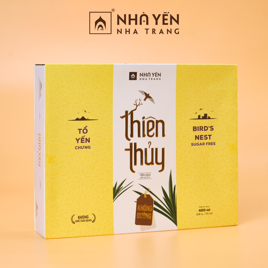 Đặc Sản Khánh Hòa - Nước Yến Sào Thiên Thủy - Vị Lá Dứa - Nhà Yến Nha Trang - Hộp 6 Lọ - Không Đường - Tổ Yến Chưng Sẵn - Nước Yến Chưng Sẵn - Hàng Chính Hãng