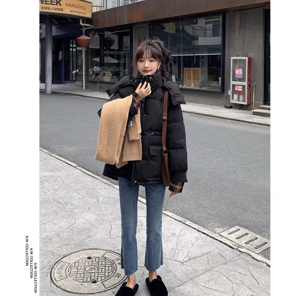 Áo khoác phao nam nữ MEANSTORE Jacket oversize form rộng phong cách Hàn Quốc màu Đen - Ảnh thật