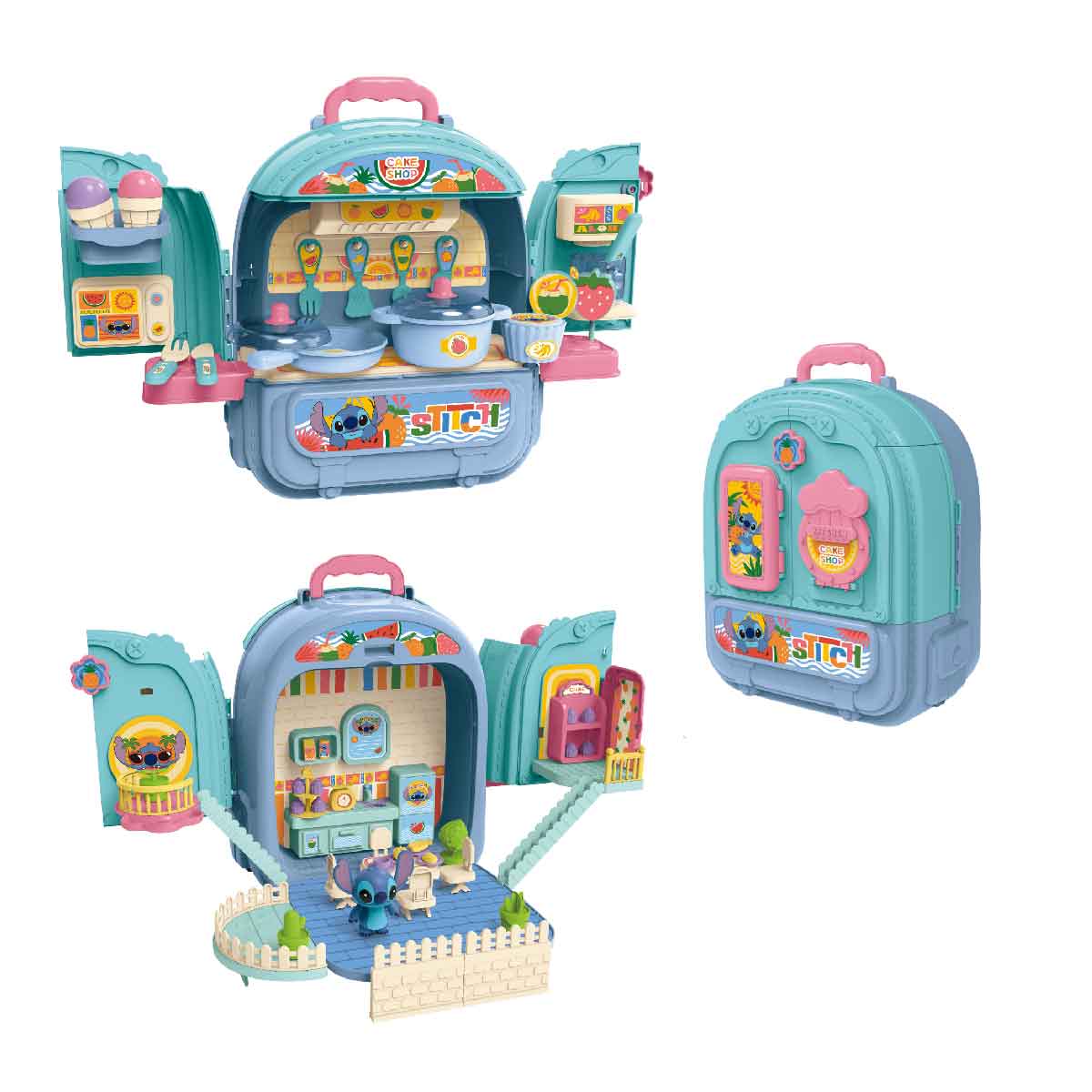 Đồ Chơi Ba Lô 2 Mặt Nhà Bếp Và Phòng Ăn Stitch Xanh SWEET HEART SH10305