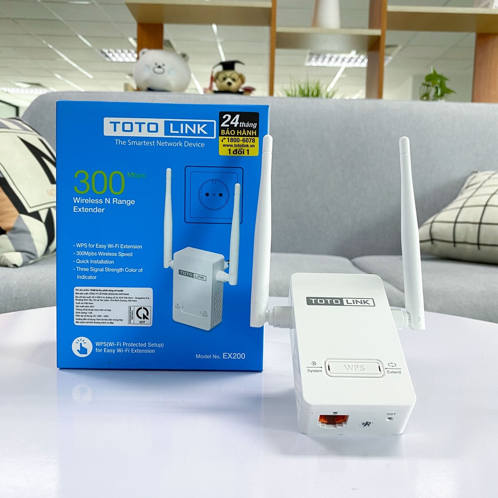 Bộ thu phát sóng ,Kích sóng wifi chuẩn N 300Mbps Totolink EX200 - Hàng Chính Hãng