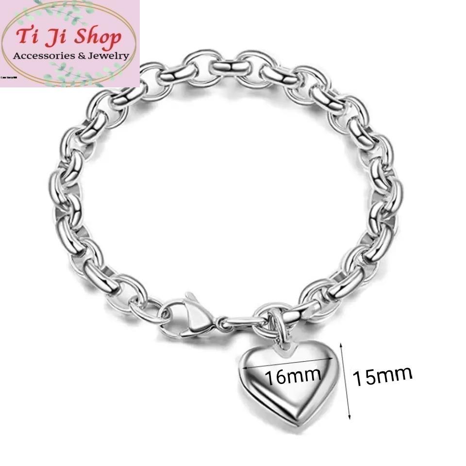 LẮC TAY NỮ INOX GẮN CHARM TRÁI TIM INOX KHÔNG ĐEN KHÔNG GỈ SÉT