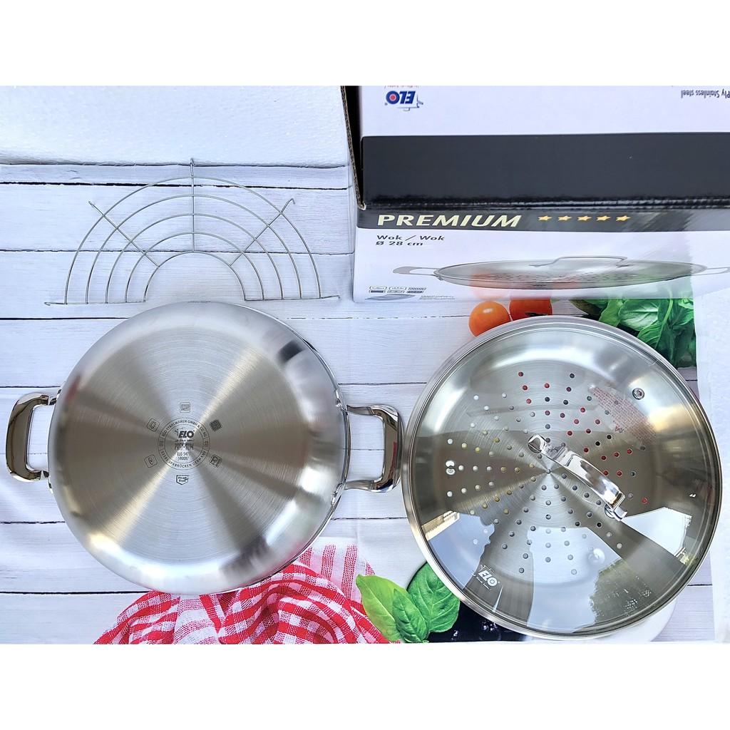 Chảo Chống Dính Đáy Liền 3 Lớp 5 in 1 ELO MULTIWOK, Size 28cm, Chảo Inox 304 Đáy Từ Đun Bếp Từ