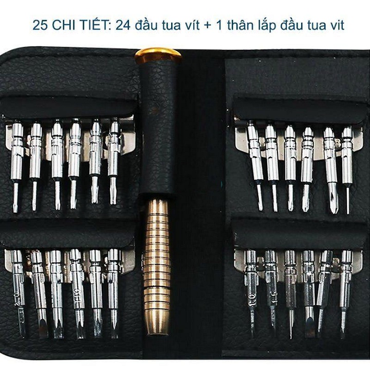 Bộ tua vít sửa chữa điện thoại 25 trong 1 kèm bao da