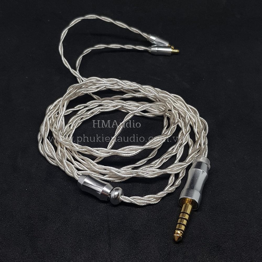 Dây tai nghe đồng mạ bạc OFC 1.2mm tết 4 -Connector Sens IE100/ IE400/ IE500 Pro