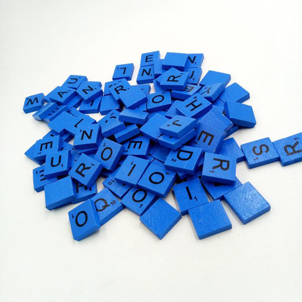 New Wooden Puzzle Tiles Letters 100 Set of Alphabet Board Game Pieces Scrapbooking Craft DIY