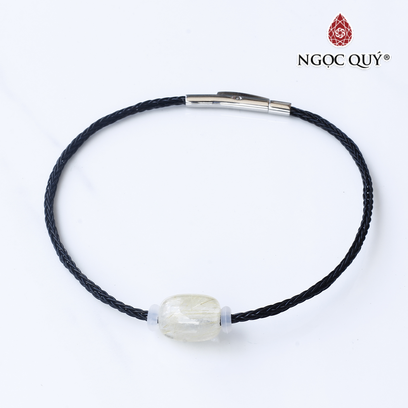 Vòng dây thép đá thạch anh tóc mệnh thủy, kim - Ngọc Quý Gemstones