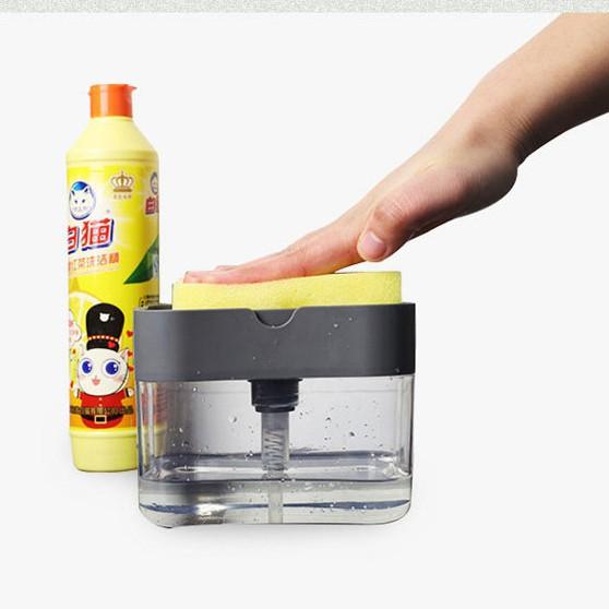 Hộp Đựng Nước Rửa Chén Kèm Khay Đựng Miếng Chùi Rửa Chén Bát Đa Năng Tiện Lợi