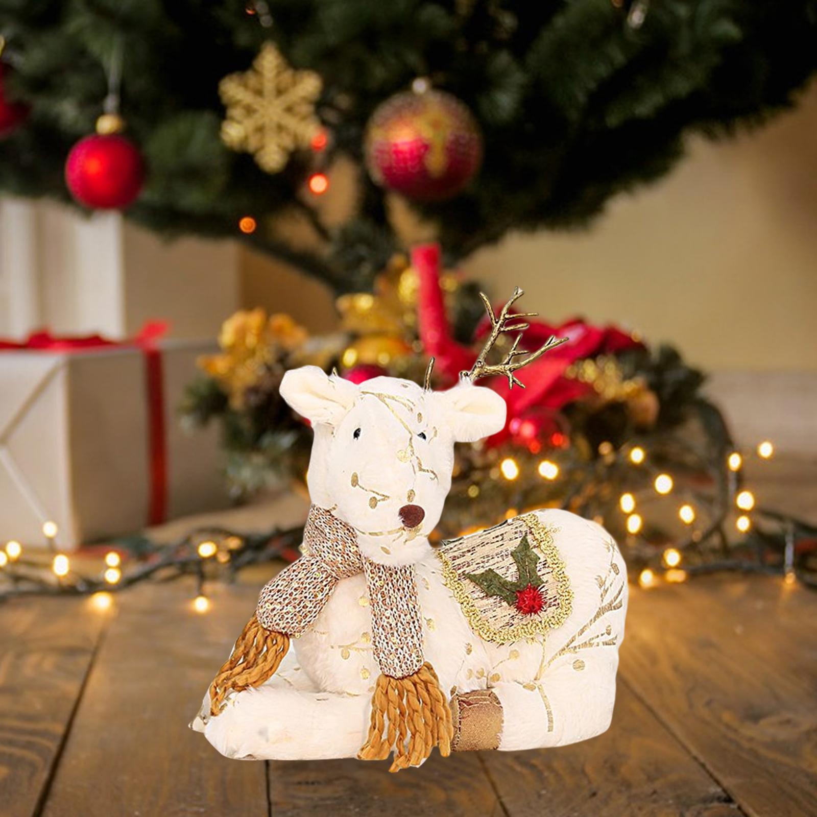 Christmas Reindeer Stuffed Animal Creative Plush Elk for Decor Office Home