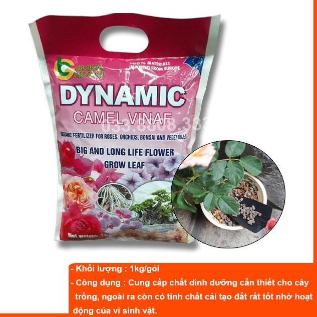 Phân gà hữu cơ Nhật Bản Dynamic Camel túi hồng dành cho hoa hồng, hoa lan và cây cảnh