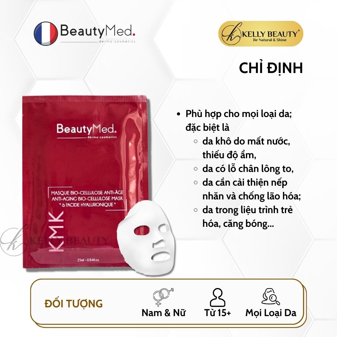 Mặt Nạ Sinh Học Chống Lão Hóa Da BeautyMed KMK Anti-Aging Bio-cellulose Mask | Kelly Beauty