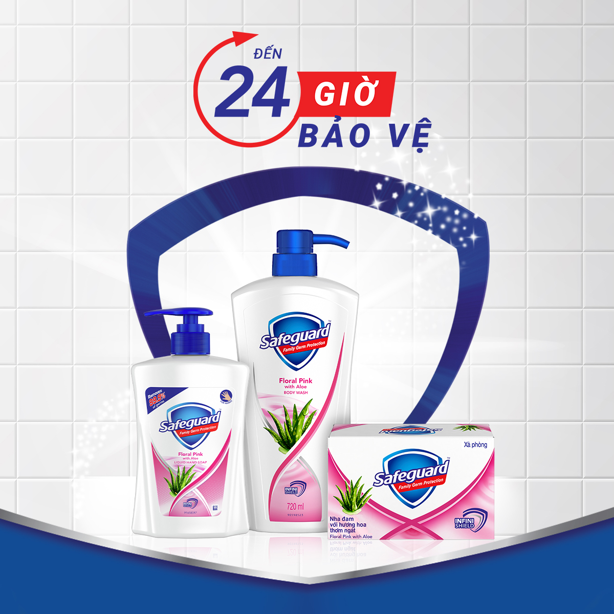 Combo 3 Chai Nước Rửa Tay SAFEGUARD Nha Đam 450ml x3 Chai