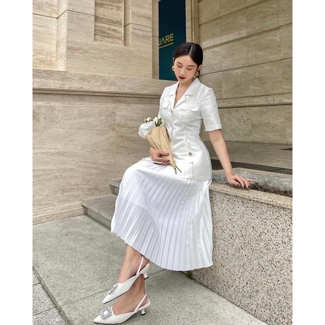 Kelly Top áo vest nút đồng nhũ