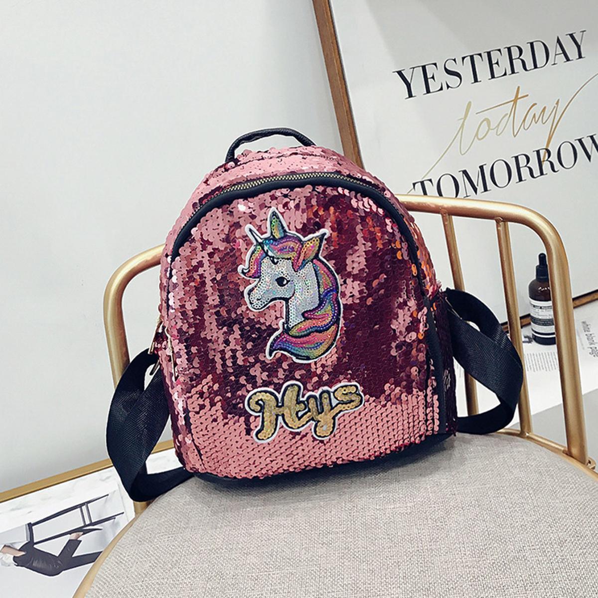 glitter initial backpack