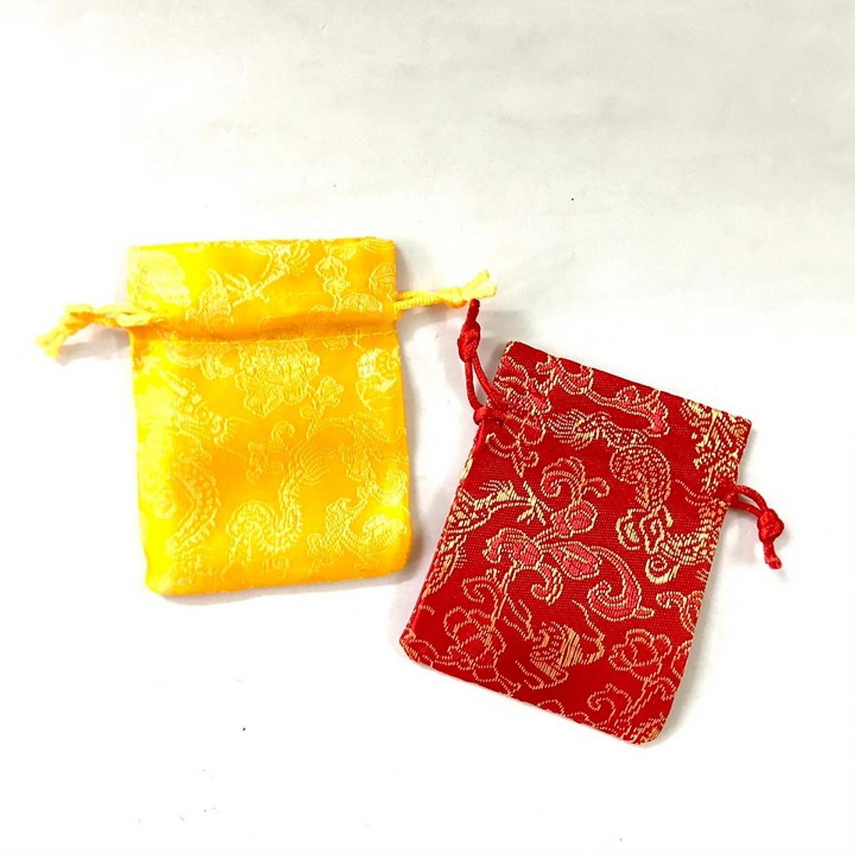 Combo 100 túi gấm long phụng size 7x9cm dùng đựng vòng tay, trang sức, đồng xu, xu may mắn và các vật phẩm phong thủy - ECOINS