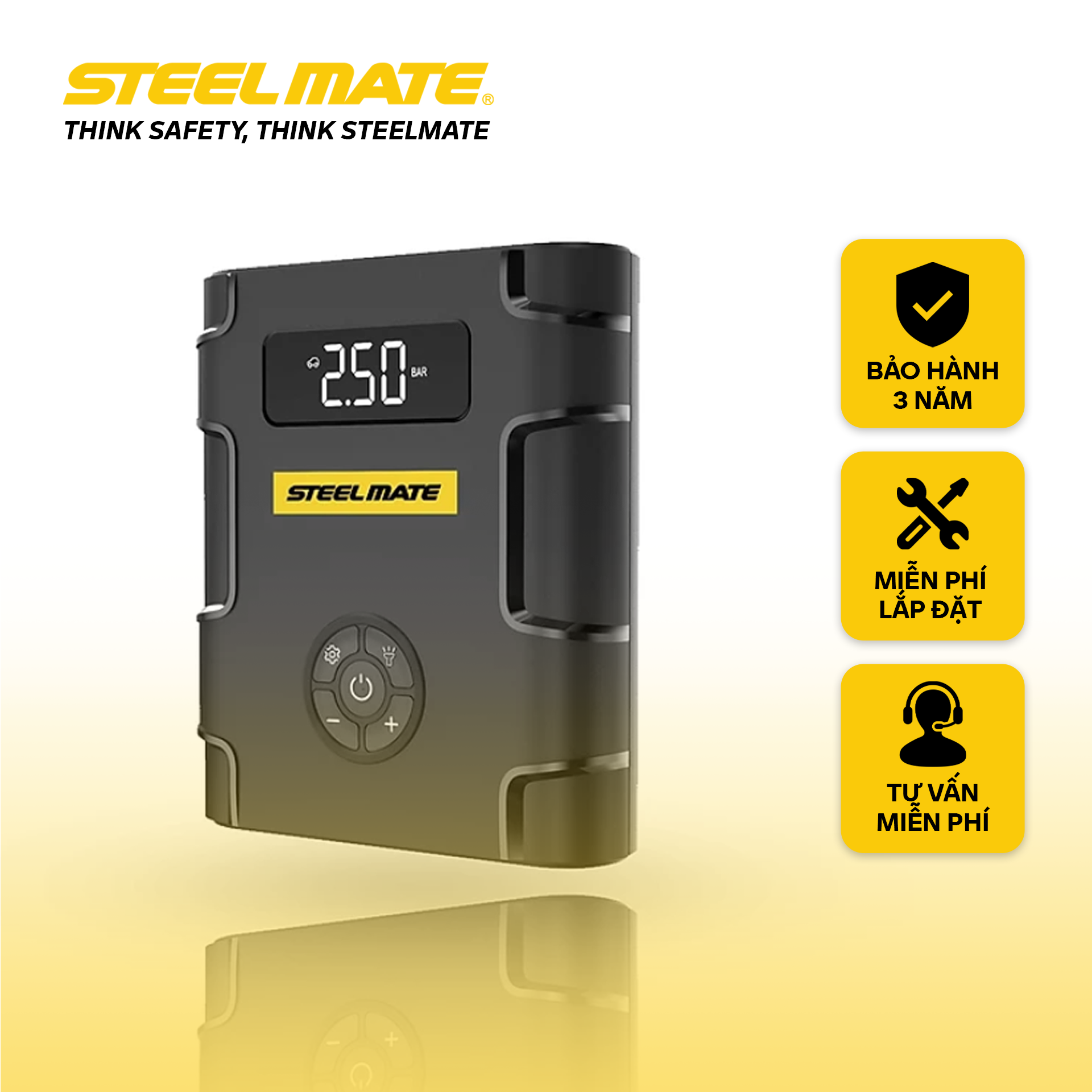 Bơm mini điện tử đa năng & kích bình T8 PRO STEELMATE