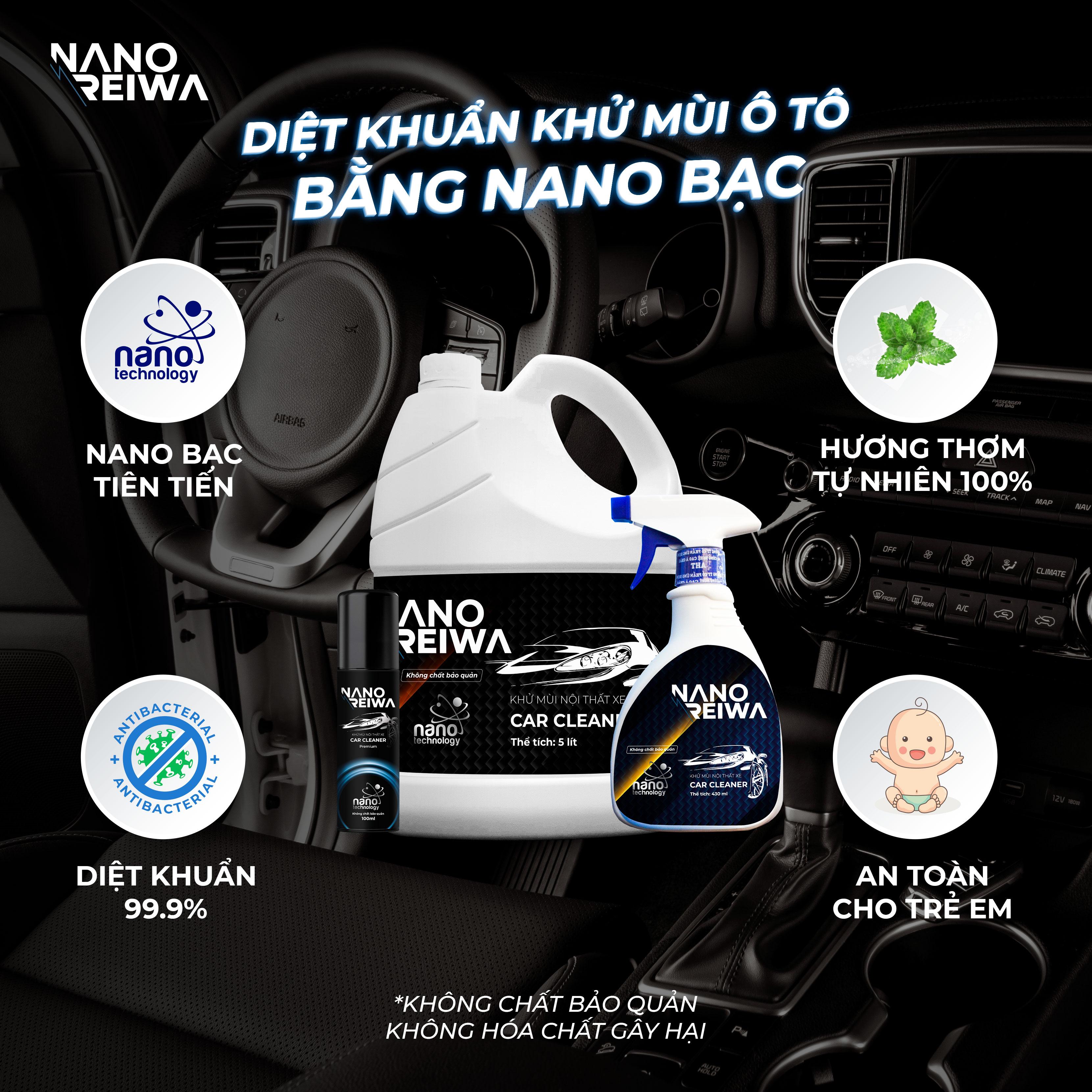 Can 5 lít diệt khuẩn, khử mùi hôi xe ô tô, xe khách bằng nano bạc Nano Reiwa - Bạc hà dịu nhẹ (Hàng chính hãng)