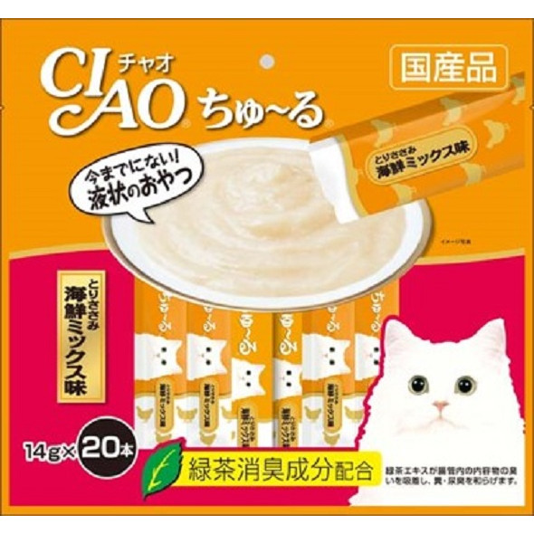 Thức ăn cho mèo - Thanh sốt thưởng Ciao Churu  (1 túi 20 thanh)