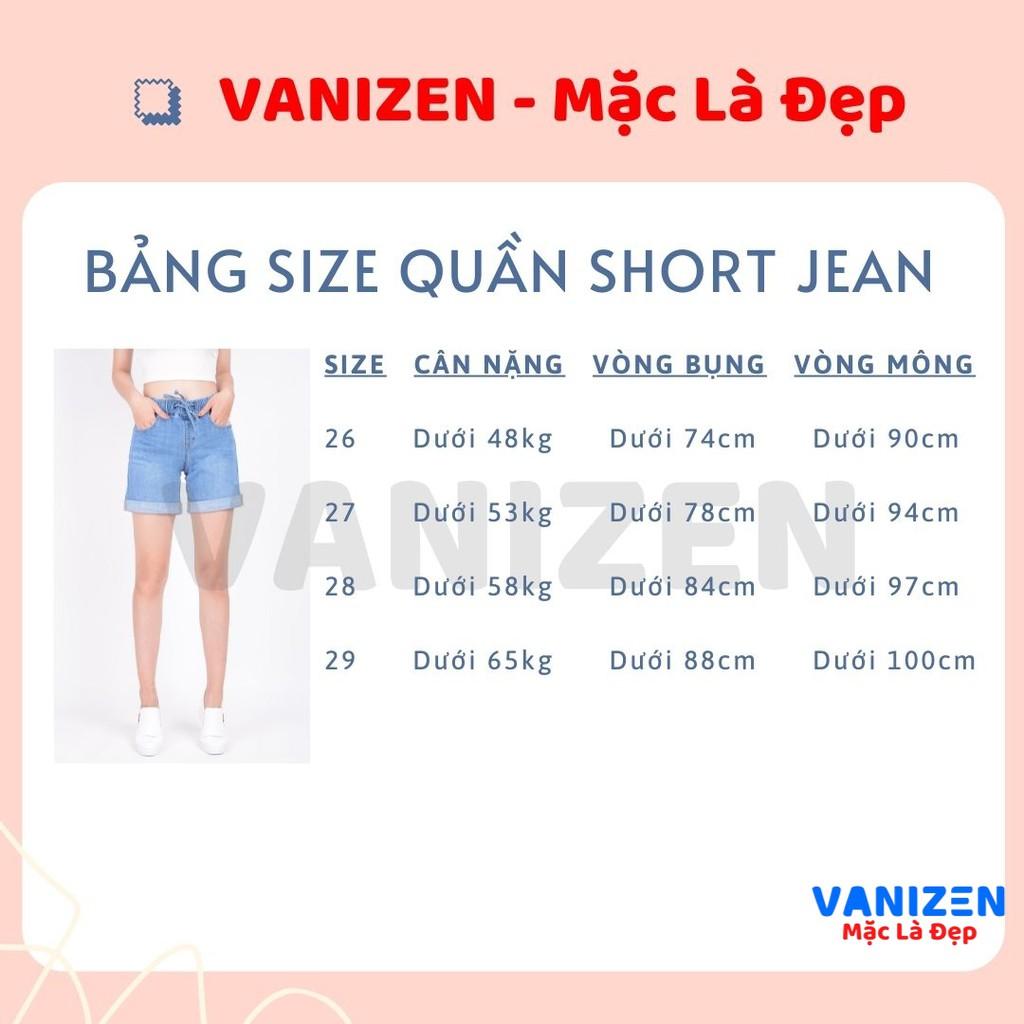 Quần short jean nữ ngắn đẹp lưng cao cạp chun xước nhẹ hàng hiệu cao cấp mã 449 VANIZEN