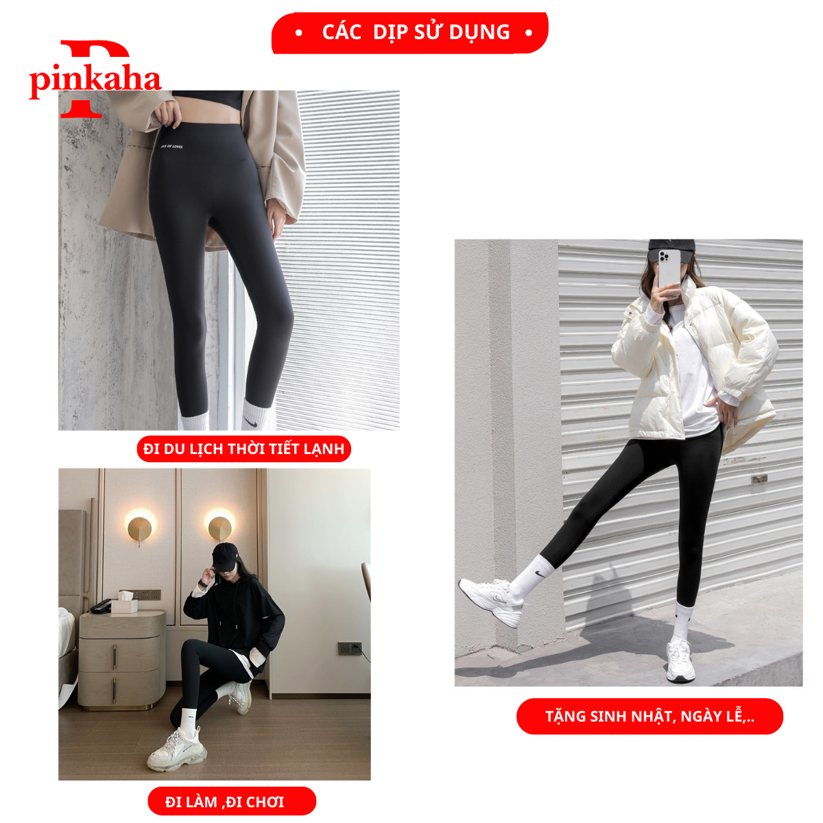 Quần Legging Lót Lông Cạp Cao Cao Cấp Nâng Mông PINKAHA Hack Dáng Thon Gọn Chân Che Khuyết Điểm Gen Bụng Nhung Sherpa