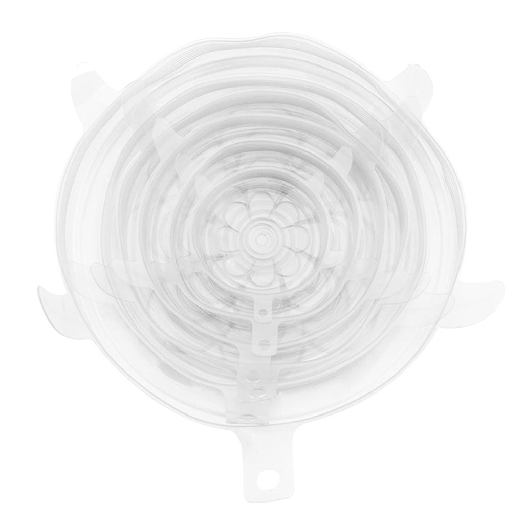 6pcs Silicone Wraps Seal Bowl Covers Food Storage Clear