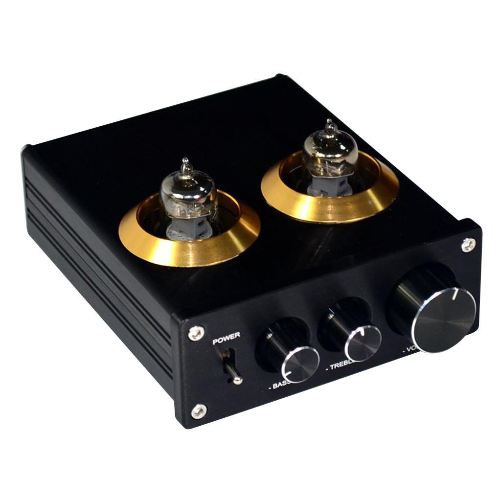 HiFi 6J1 Value Tube Preamplifier Amplifiers Treble & Bass Tone Control Black