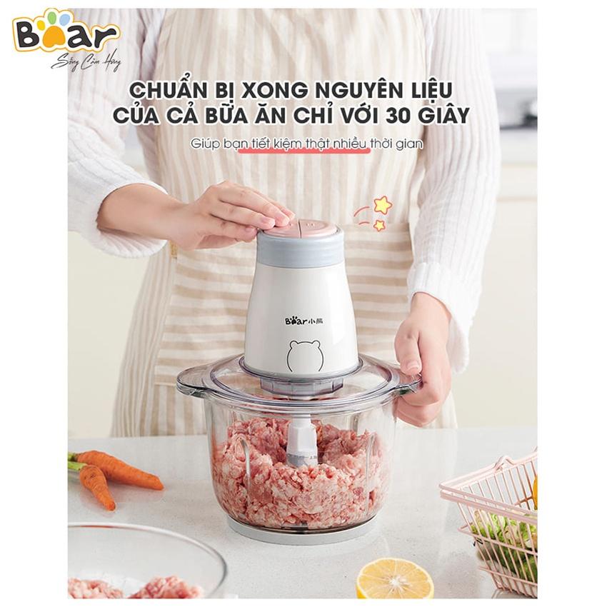 Máy xay thịt đa năng Bear, cối thủy tinh 2L 300W, dao 4 lưỡi thép không gỉ, Anh Lam Store - Hàng nhập khẩu