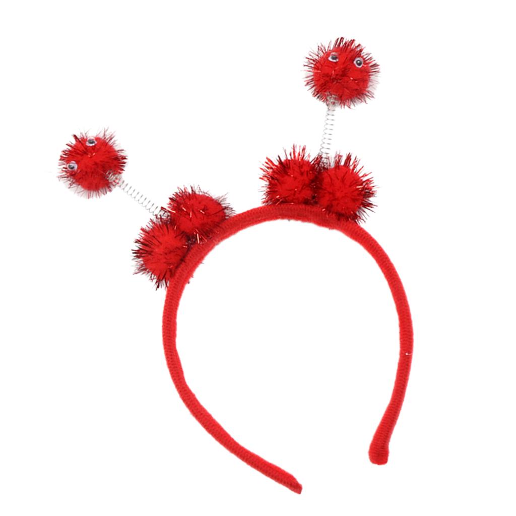 Kid Bee Pom Ball Headband Cosplay Costume Halloween Headwear Red