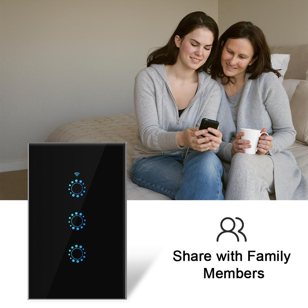 WiFi Smart Switch Light Switch Voice Control, Remote Control, Touch Control For Alexa Google Assistant Schedule Timer